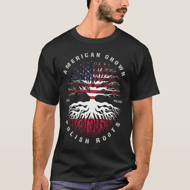 T-shirt Drapeau américain polonais des racines polonaises (Devant)
