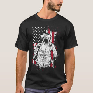 T-shirt Drapeau américain pompier Secourt feu camion Fir