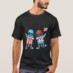 T-shirt Drapeau Américain Popsicle 4 Juillet Somme Patriot