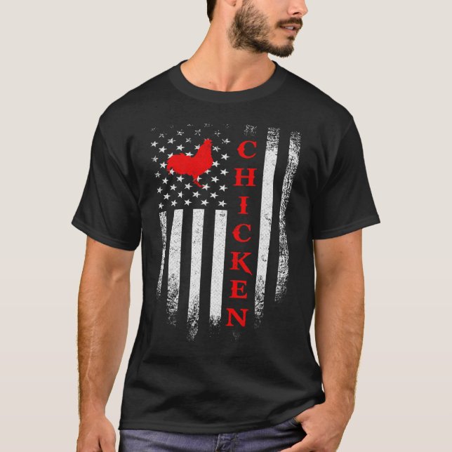 T-shirt Drapeau américain Poulet Drôle Drôle Drôle Rooster (Devant)