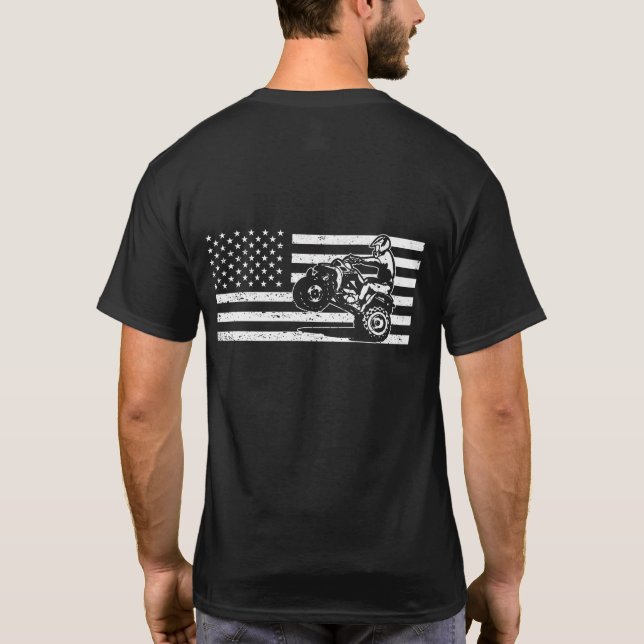 T-shirt Drapeau Américain Quatre Roulettes Quad Homme VTT (Dos)
