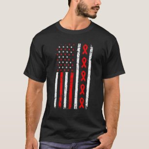 T-shirt Drapeau américain Red Ribbon Sensibilisation Patri