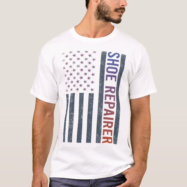 T-shirt Drapeau américain - Réparateur de chaussures (Devant)