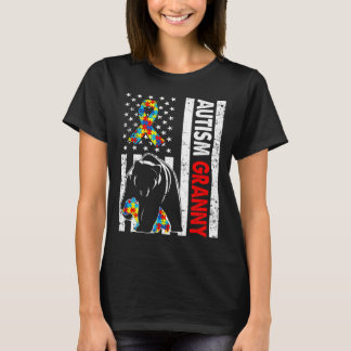 T-shirt Drapeau américain rétro Autisme Granny Bear Sensib