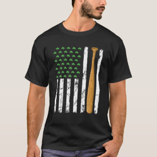 T-shirt Drapeau américain rétro Baseball Sport St. Patrick