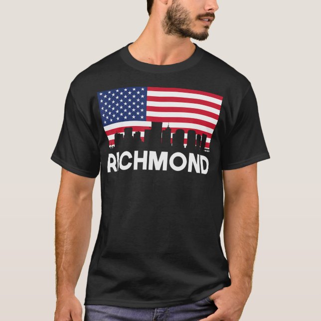 T-shirt Drapeau américain Richmond Va Skyline (Devant)