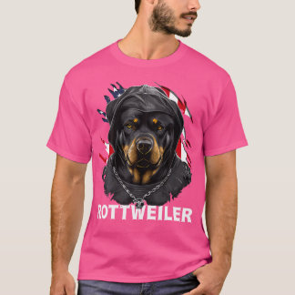 T-shirt Drapeau américain Rottweiler Amoureux des chiens p