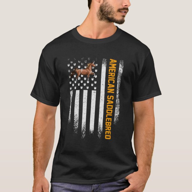 T-shirt Drapeau américain Saddlebred Horse (Devant)
