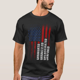 T-shirt Drapeau américain sans masque non vacciné sans peu