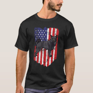 T-shirt Drapeau Américain Schipperke 4 Juillet États-Unis