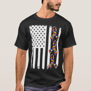 T-shirt Drapeau américain sensibilisation sur l'autisme