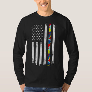 T-shirt Drapeau américain sensibilisation sur l'autisme ac
