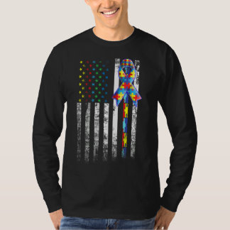 T-shirt Drapeau américain sensibilisation sur l'autisme Di