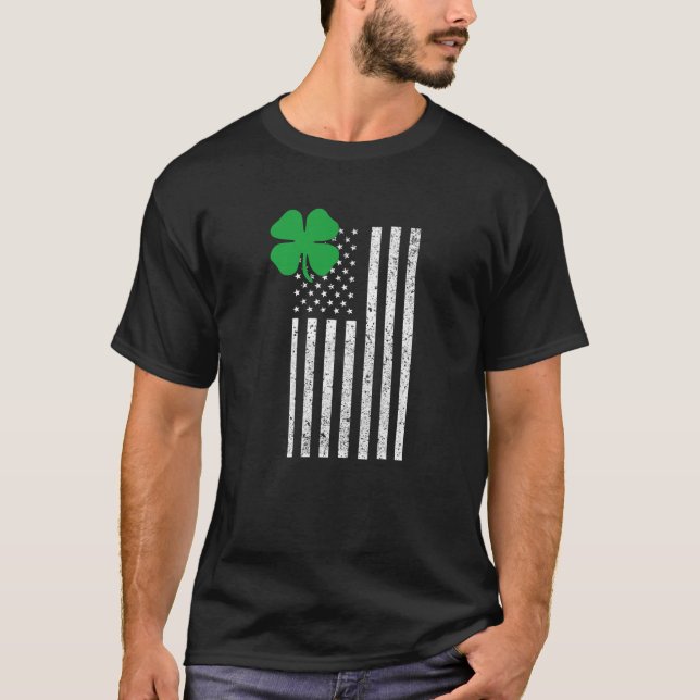 T-shirt Drapeau américain Shamrock Drapeau Étoiles Drapeau (Devant)