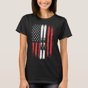 T-shirt Drapeau américain ski alpin skieur _1