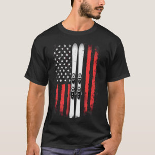 T-shirt Drapeau américain skieur de ski alpin _1
