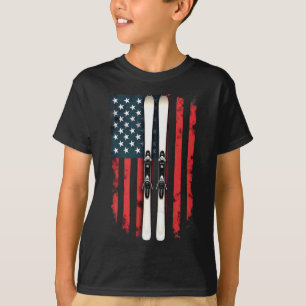T-shirt Drapeau américain skieur de ski alpin _2