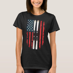 T-shirt Drapeau américain skieur de ski alpin _6 