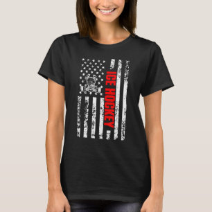 T-shirt Drapeau américain Sport Patriotique Hockey sur gla