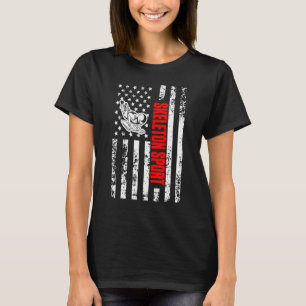 T-shirt Drapeau américain Sports Patriotique Skeleton Spor