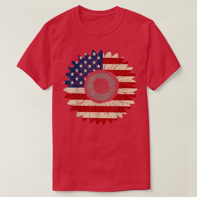 T-shirt Drapeau américain Sunflower Usa  (Design devant)