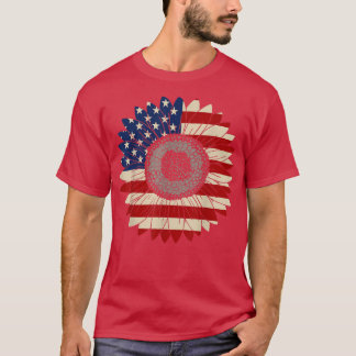 T-shirt Drapeau américain Sunflower Usa 