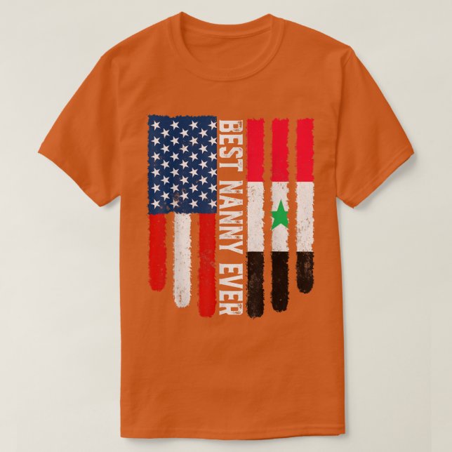 T-shirt Drapeau américain Syrie Drapeau meilleure nounou j (Design devant)