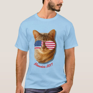 T-shirt Drapeau américain T de chat de Meowica