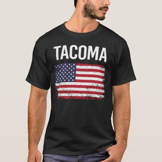 T-shirt Drapeau américain Tacoma (Devant)