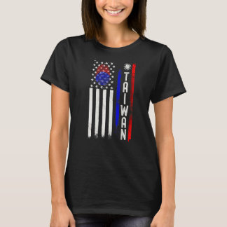 T-shirt Drapeau Américain Taïwanais Il Dans Mon Imprimé Po