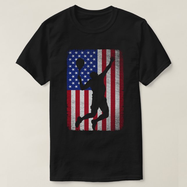 T-shirt Drapeau Américain Tennis Pour Hommes Femmes (Design devant)