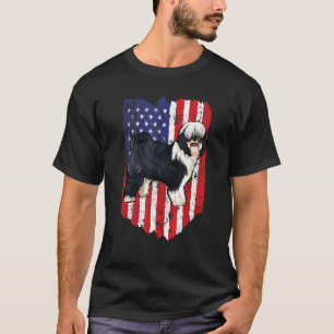 T-shirt Drapeau Américain Terrier Tibétain 4 Juillet Etats