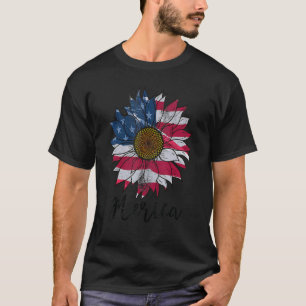 T-shirt Drapeau américain Tie Dye Tournesol 4 Juillet Grap
