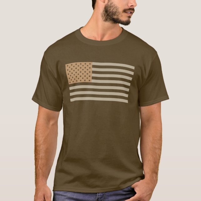 T-shirt Drapeau américain - tons Brown de désert (Devant)