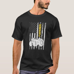 T-shirt Drapeau Américain Tracteur Patriotique Agriculture