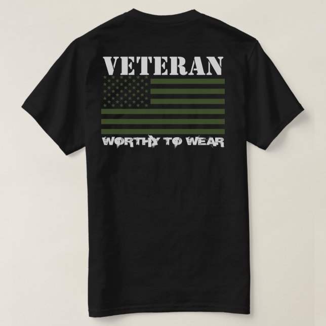 T-shirt Drapeau américain TRIDENT ARMÉE GRN- Vétéran - À P (Design dos)