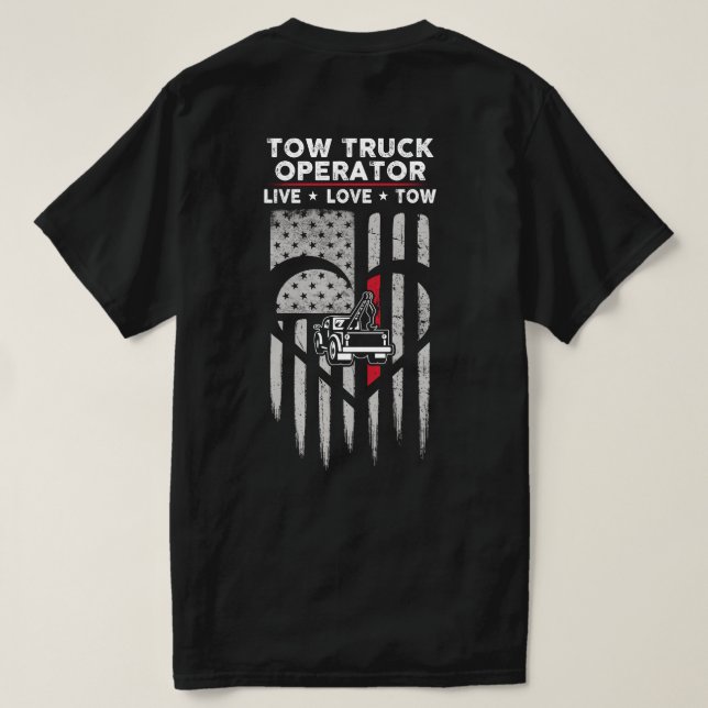 T-shirt Drapeau américain - Truck Truck Operator Decal (Design dos)