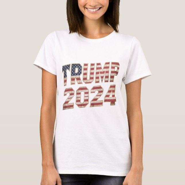 T-shirt Drapeau américain Trump 2024 Adult Short (Devant)