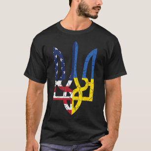 T-shirt Drapeau américain ukrainien Symbole Amour Soutien