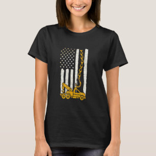 T-shirt Drapeau Américain Usa Camion Dépanneuse Jaune À Cr