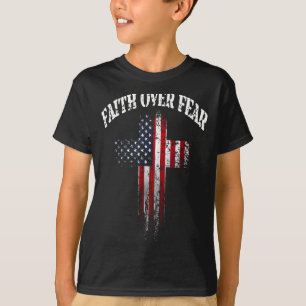 T-shirt Drapeau américain Usa Croix chrétienne Foi sur la