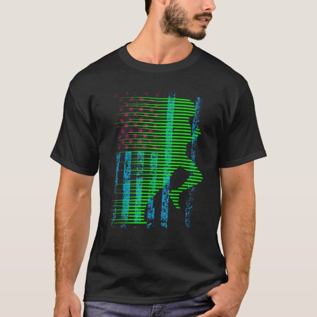 T-shirt Drapeau Américain USA Funny Running Marathon Patri (Devant)