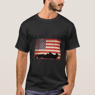 T-shirt Drapeau américain Usa Indy Car Fan Voiture de cour
