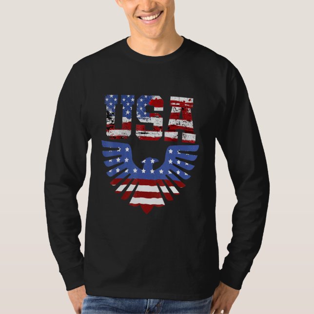 T-shirt Drapeau américain Usa Patriotic Eagle 4 juillet (Devant)