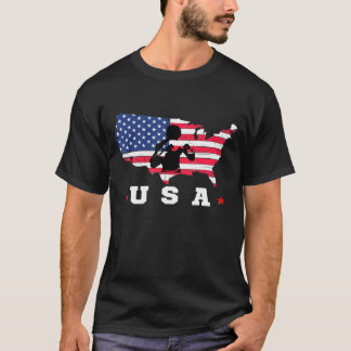 T-shirt Drapeau Américain Usa Patriotique Sports Américain