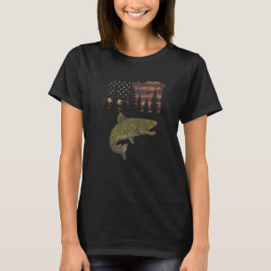 T-shirt Drapeau américain Usa vintage pêche à la truite pê