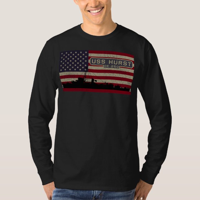 T-shirt Drapeau américain USS Hurst DE 250 2ÈME GUERRE MON (Devant)