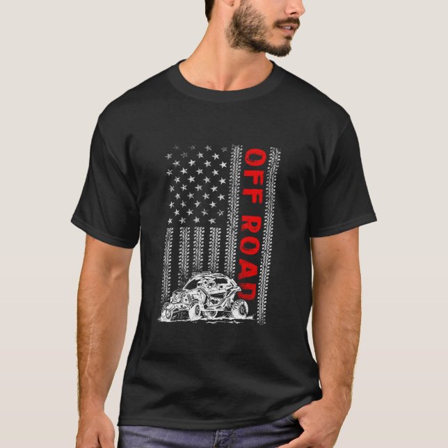 T-shirt Drapeau américain UTV Four Wheeler Off Road Dirt T (Devant)