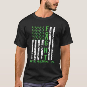 T-shirt Drapeau américain vert La santé mentale aux Etats-