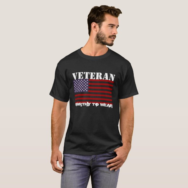 T-shirt Drapeau américain - Vétéran - À Porter (Devant entier)